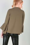 Sophia Flare Sleeve Choker Neck Open Front Jacket - bejealous-com