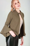 Sophia Flare Sleeve Choker Neck Open Front Jacket - bejealous-com