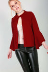 Sophia Flare Sleeve Choker Neck Open Front Jacket - bejealous-com