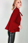 Sophia Flare Sleeve Choker Neck Open Front Jacket - bejealous-com