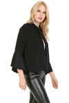 Sophia Flare Sleeve Choker Neck Open Front Jacket - bejealous-com