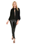 Sophia Flare Sleeve Choker Neck Open Front Jacket - bejealous-com
