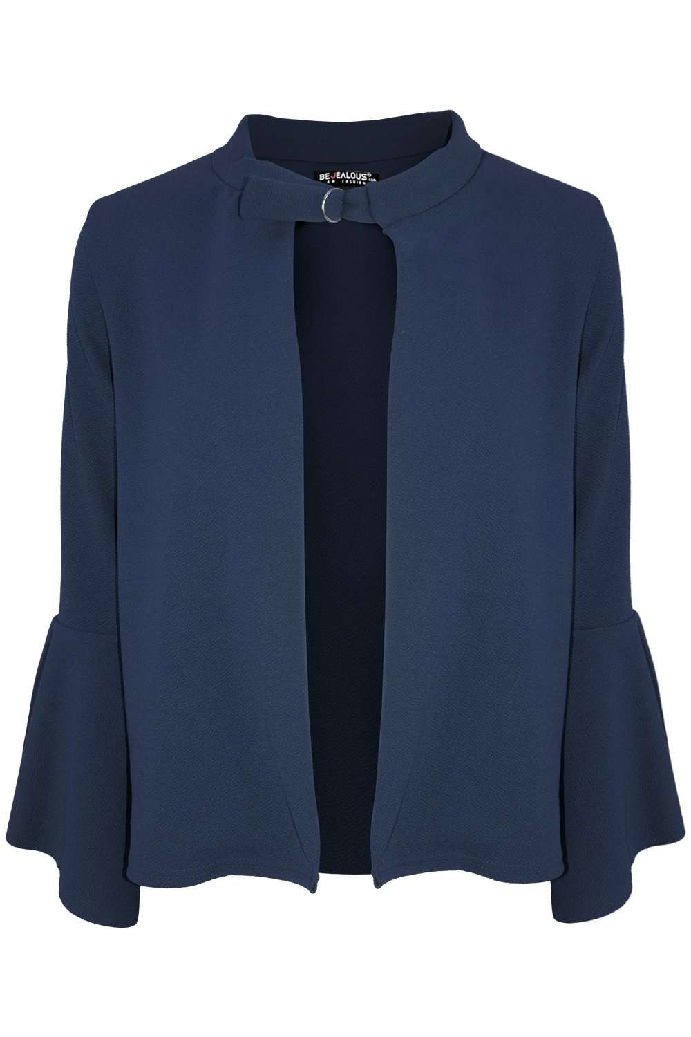 Sophia Flare Sleeve Choker Neck Open Front Jacket - bejealous-com