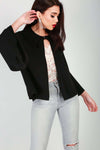 Sophia Flare Sleeve Choker Neck Open Front Jacket - bejealous-com