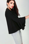 Sophia Flare Sleeve Choker Neck Open Front Jacket - bejealous-com