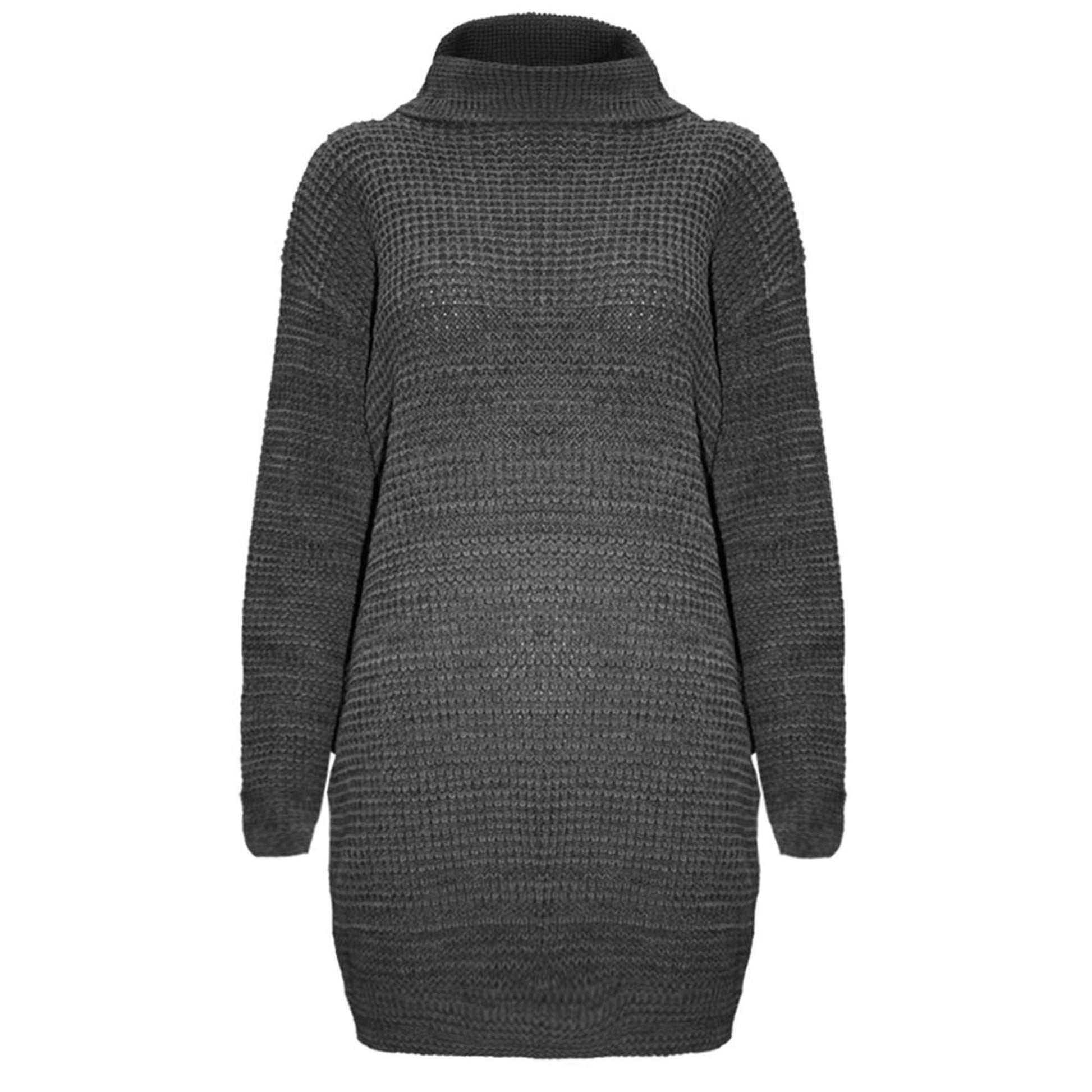 Sophia Long Sleeve Roll Neck Oversized Knitted Dress - bejealous-com