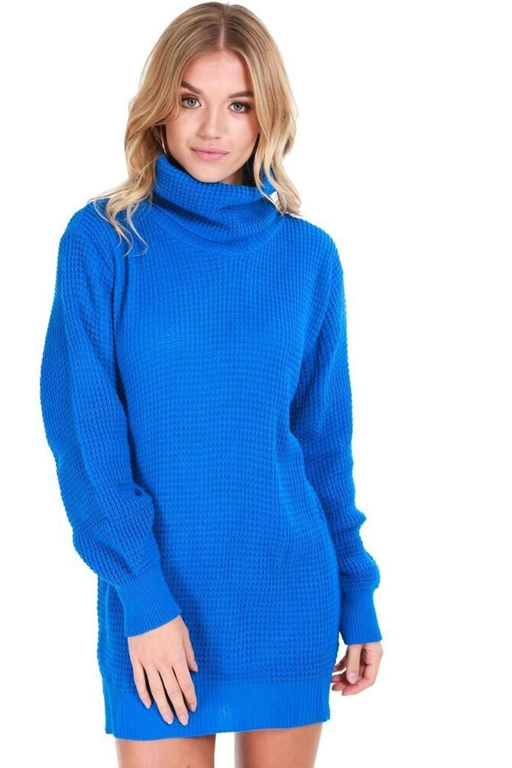 Sophia Long Sleeve Roll Neck Oversized Knitted Dress - bejealous-com