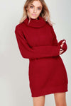 Sophia Long Sleeve Roll Neck Oversized Knitted Dress - bejealous-com