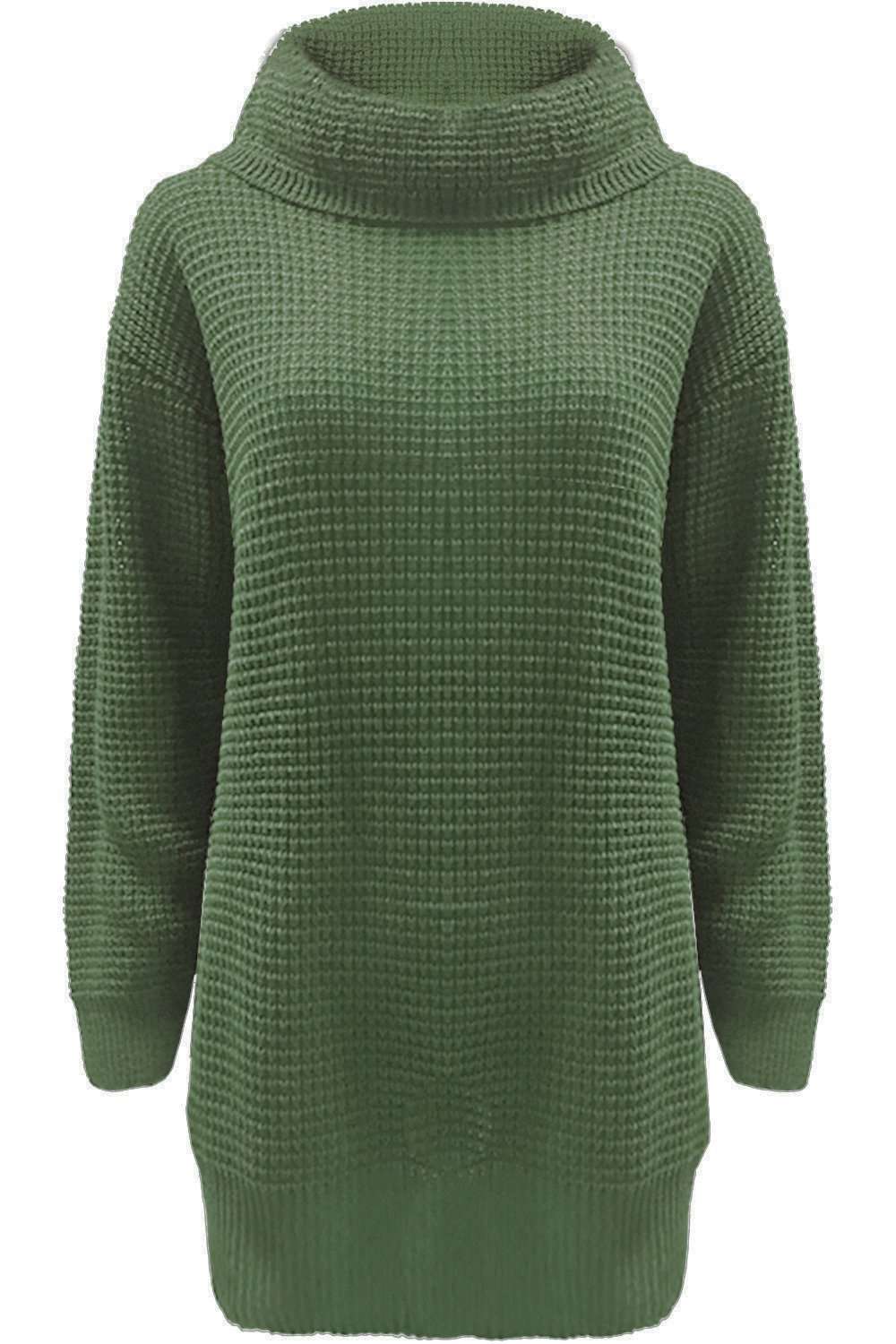 Sophia Long Sleeve Roll Neck Oversized Knitted Dress - bejealous-com