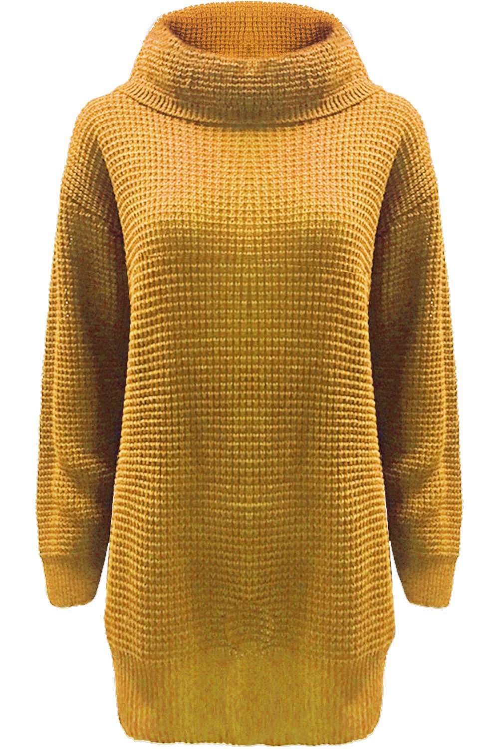 Sophia Long Sleeve Roll Neck Oversized Knitted Dress - bejealous-com