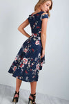 Sophie Cold Shoulder Dipped Hem Floral Midi Dress - bejealous-com