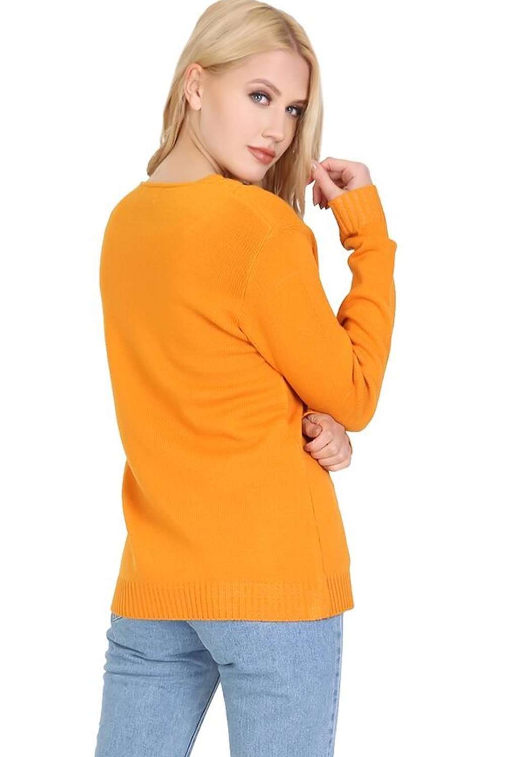 Sophie Long Sleeve Button Neck Cable Knitted Jumper - bejealous-com