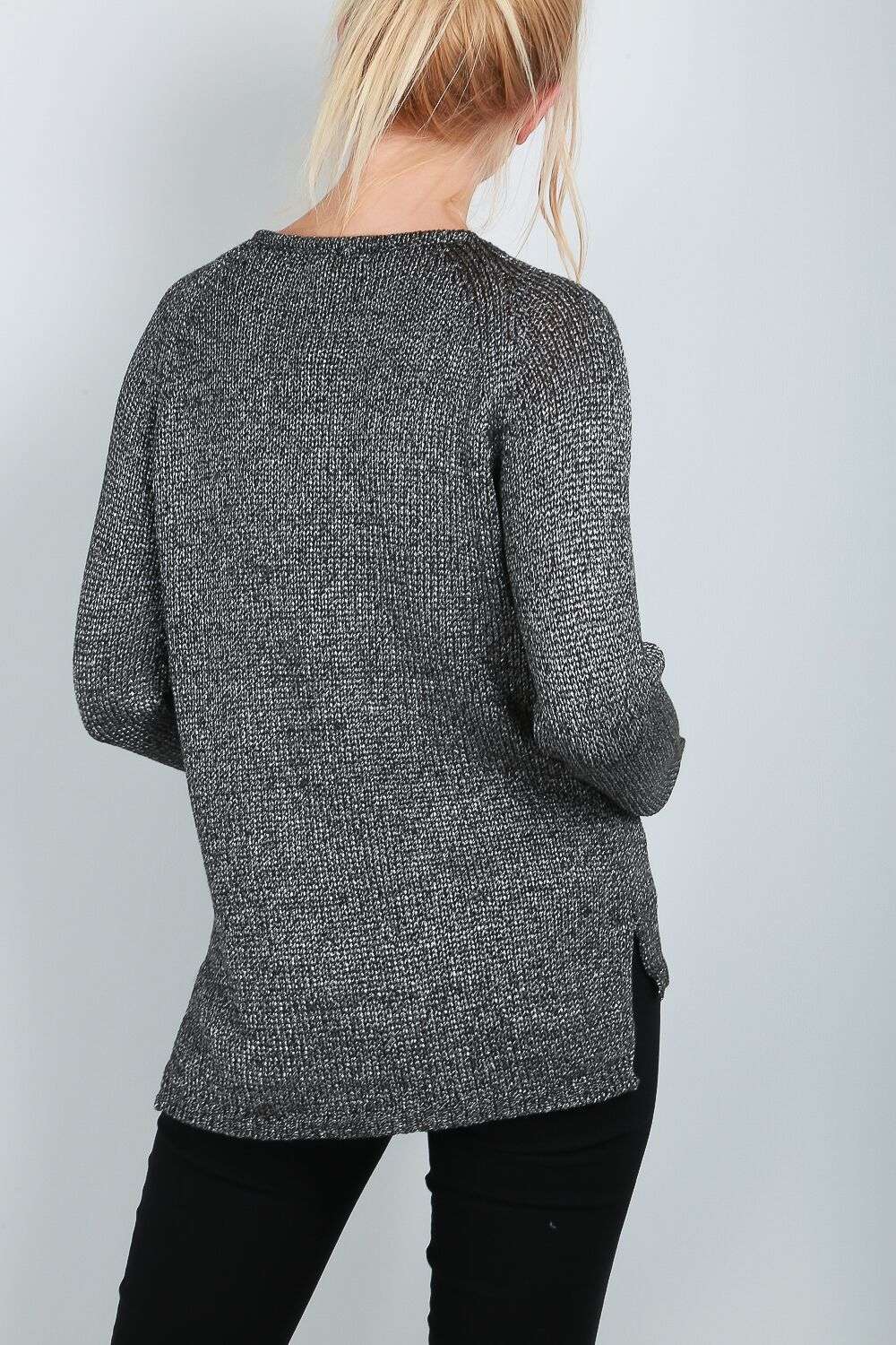 Sophie Metallic Raglan Sleeve Knitted Jumper - bejealous-com