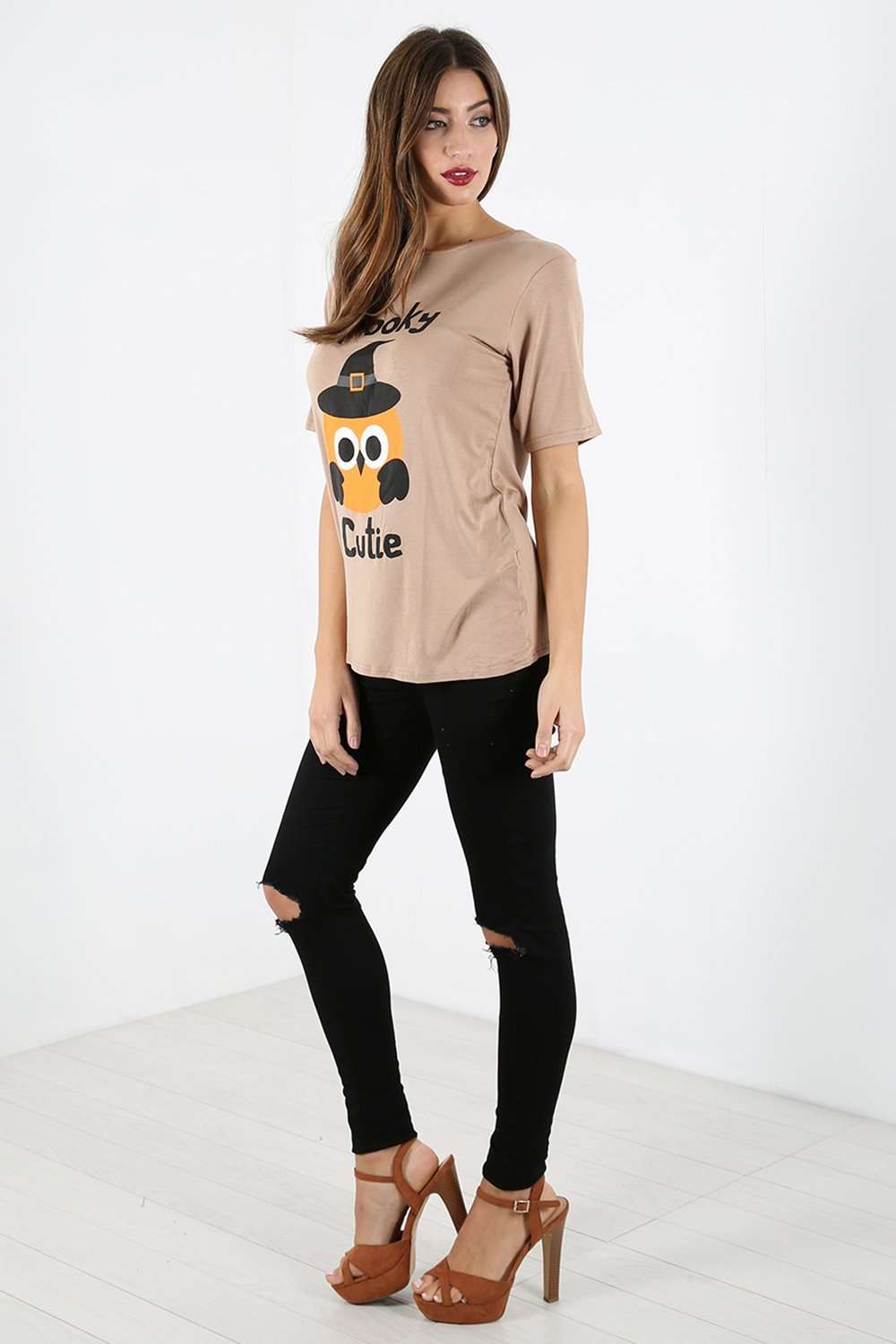 Spooky Slogan Print Halloween Tshirt - bejealous-com