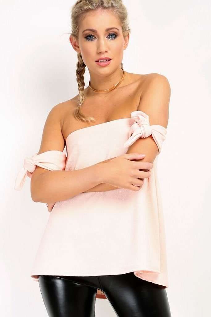 Stassia Tie Sleeve Bardot Swing Top - bejealous-com