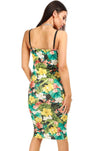 Strappy Plunge Neck Floral Bodycon Midi Dress - bejealous-com