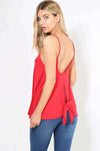 Strappy Red Tie Back Basic Jersey Cami Top - bejealous-com
