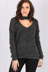 Sufiyah Choker Neck Oversized Knitted Jumper - bejealous-com
