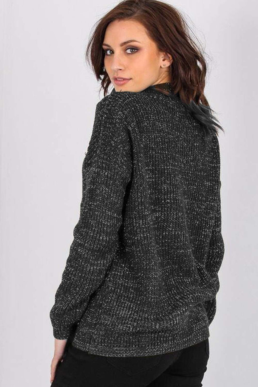 Sufiyah Choker Neck Oversized Knitted Jumper - bejealous-com