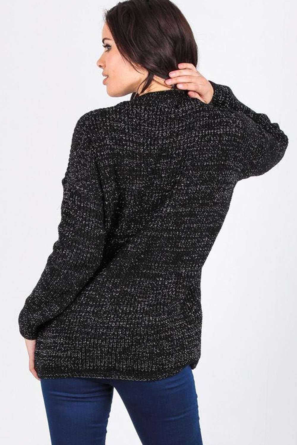 Sufiyah Choker Neck Oversized Knitted Jumper - bejealous-com