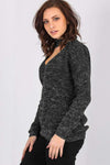 Sufiyah Choker Neck Oversized Knitted Jumper - bejealous-com