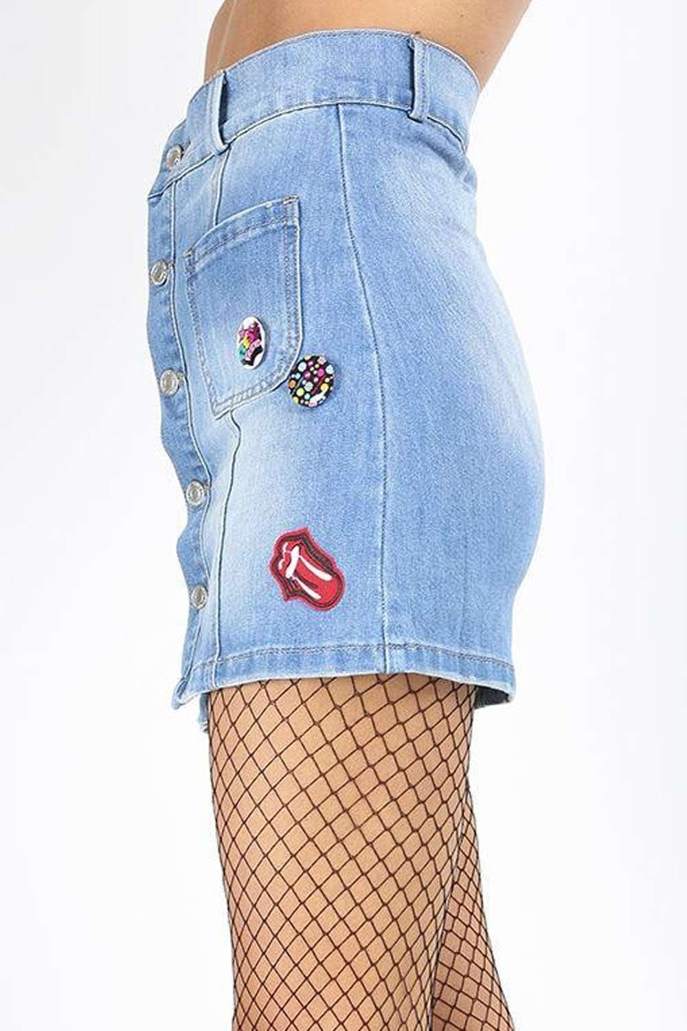 Sybil High Waist Button Down Denim Skirt - bejealous-com