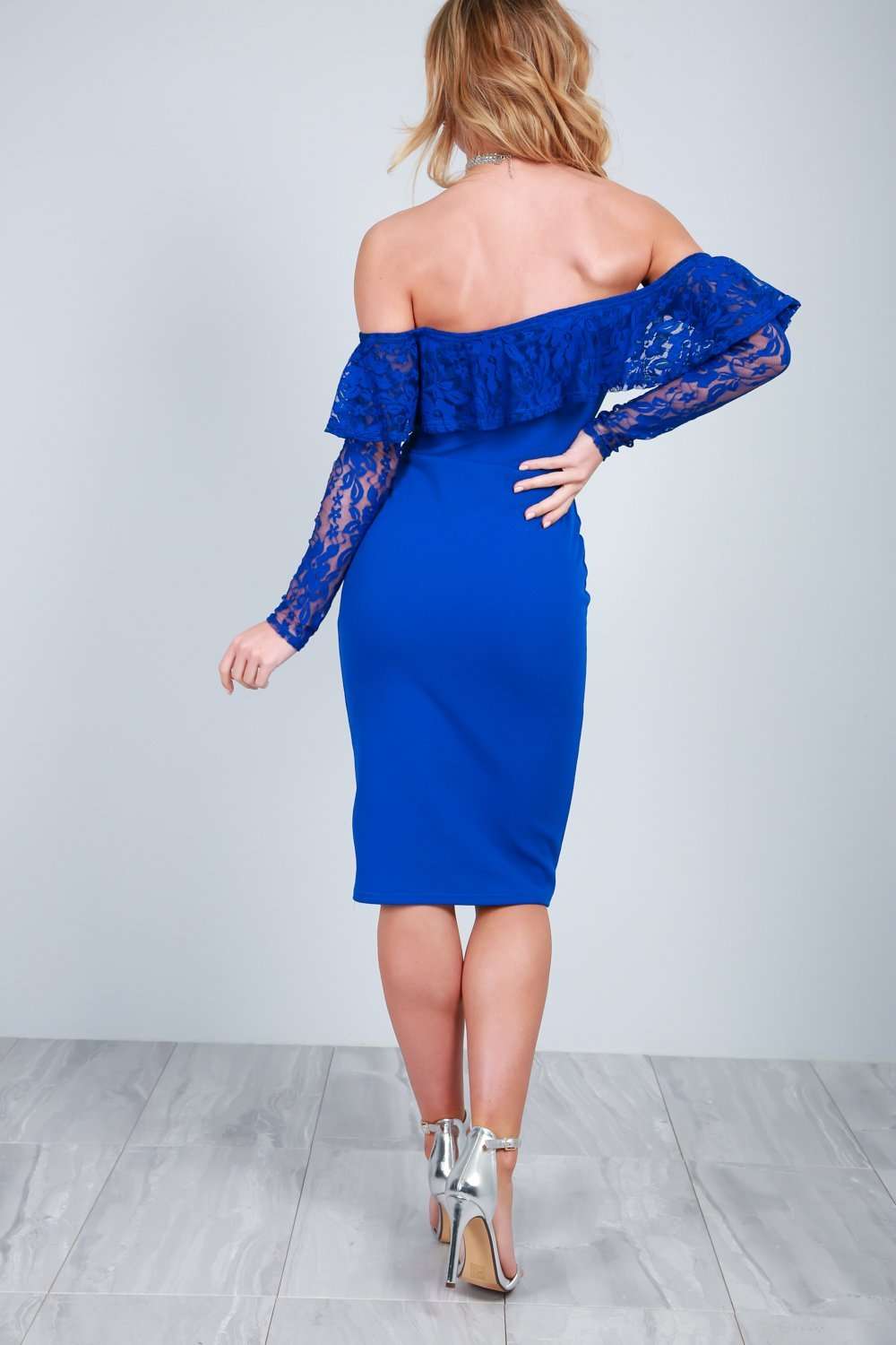 Talia Cold Shoulder Lace Sleeves Midi Dress - bejealous-com