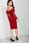 Talia Long Sleeve Bardot Midi Dress - bejealous-com
