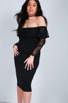 Talia Off Shoulder Frilly Lace Midi Dress - bejealous-com