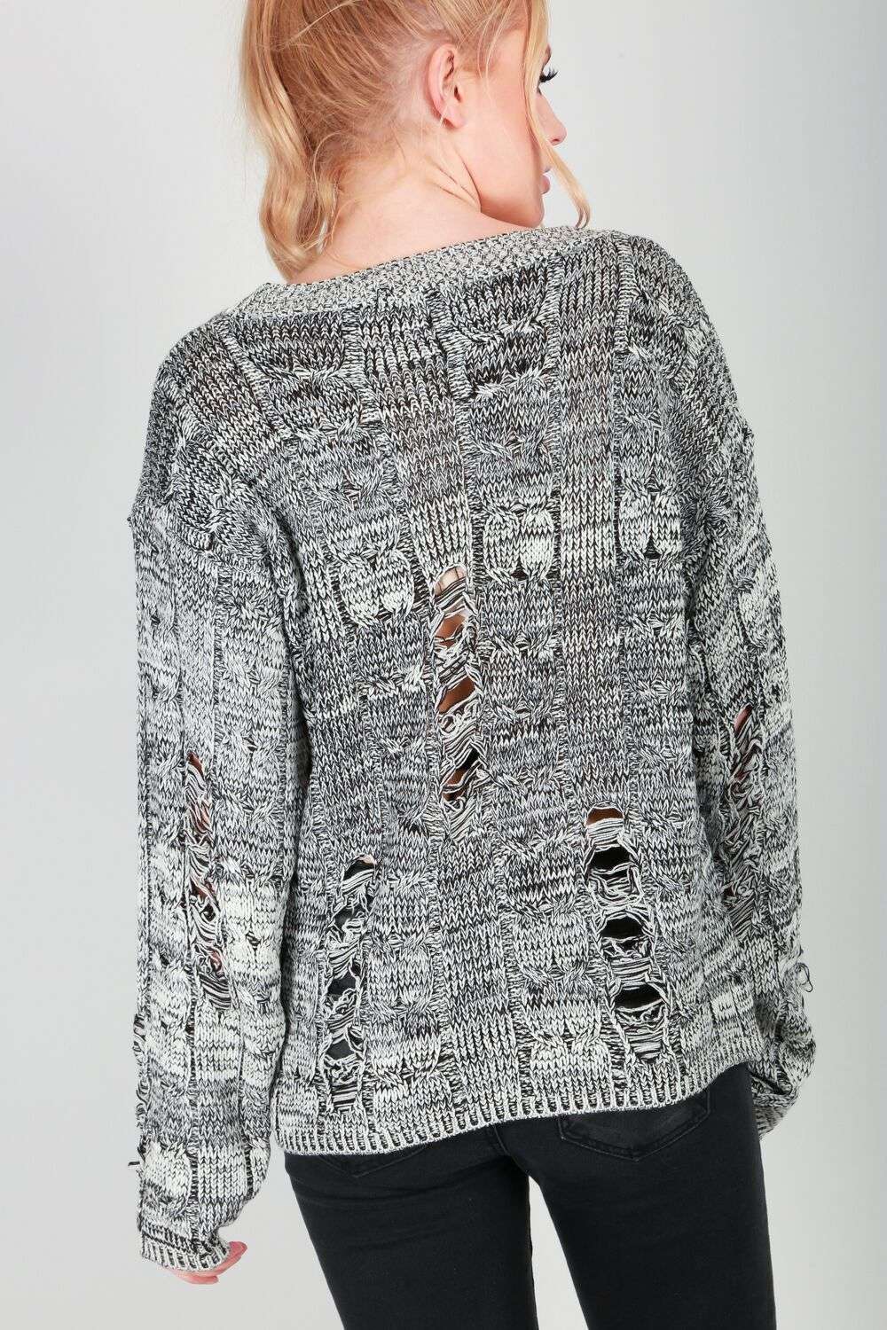Talliah Ripped Knitted Jumper - bejealous-com