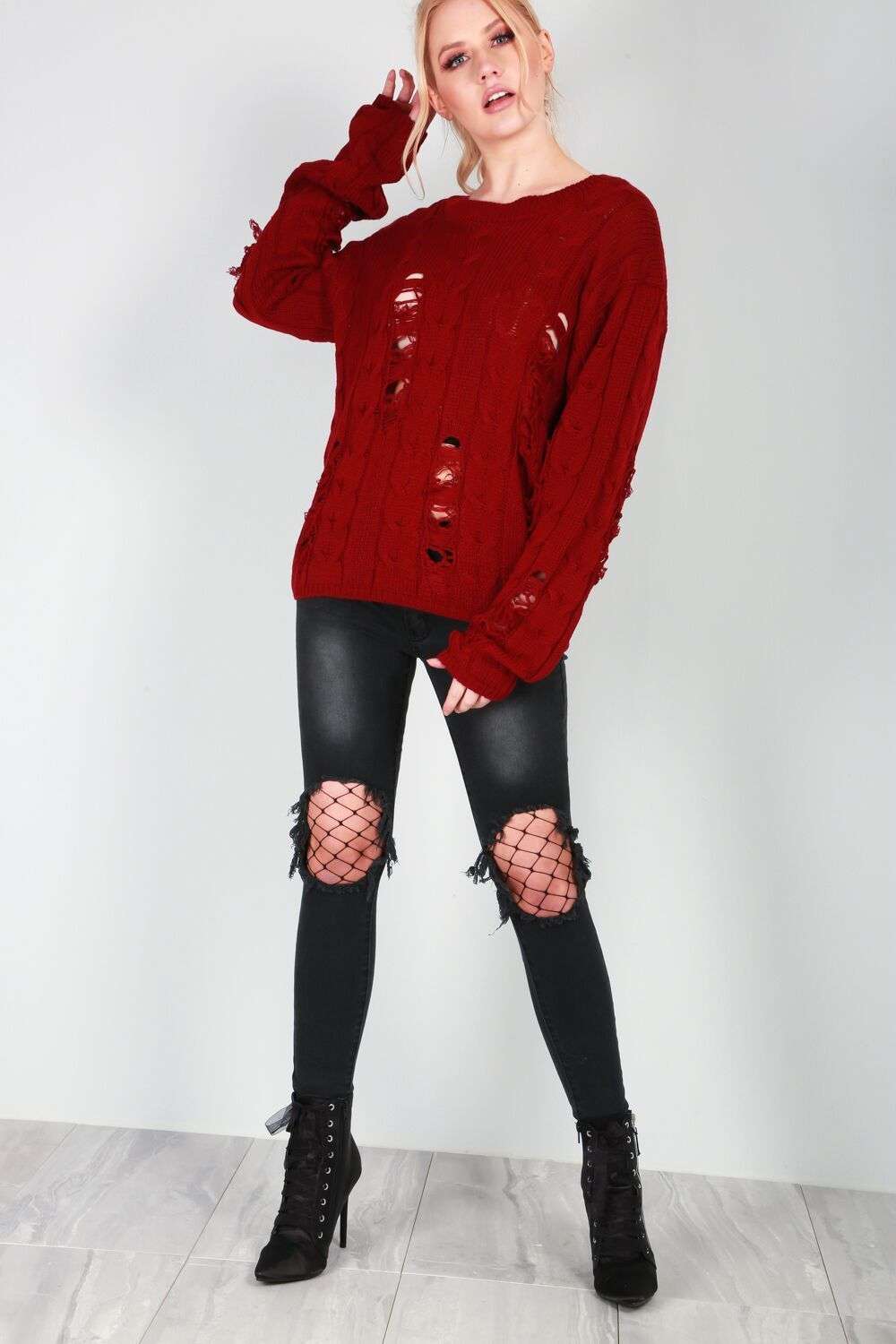 Talliah Ripped Knitted Jumper - bejealous-com
