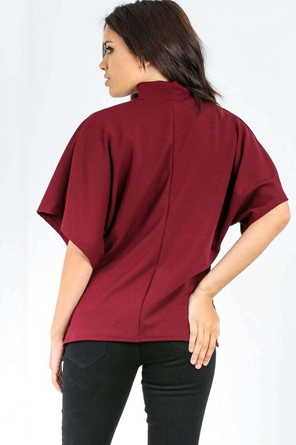 Tanaya Choker Neck Baggy Bat Wing Top - bejealous-com