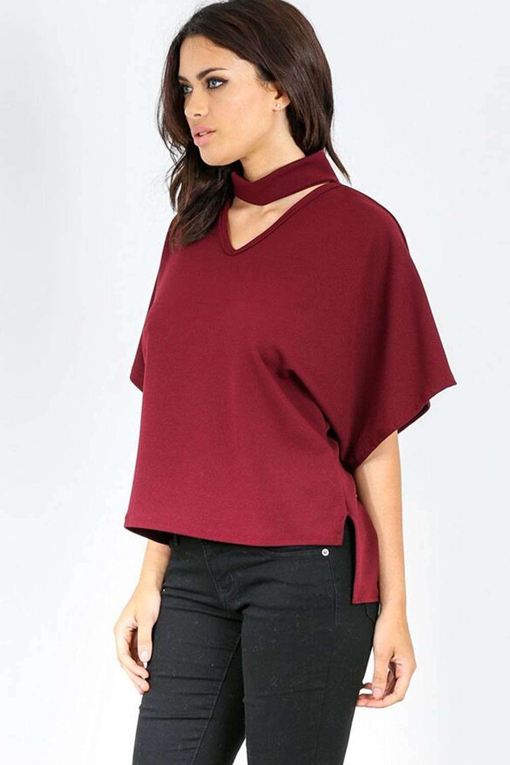 Tanaya Choker Neck Baggy Bat Wing Top - bejealous-com
