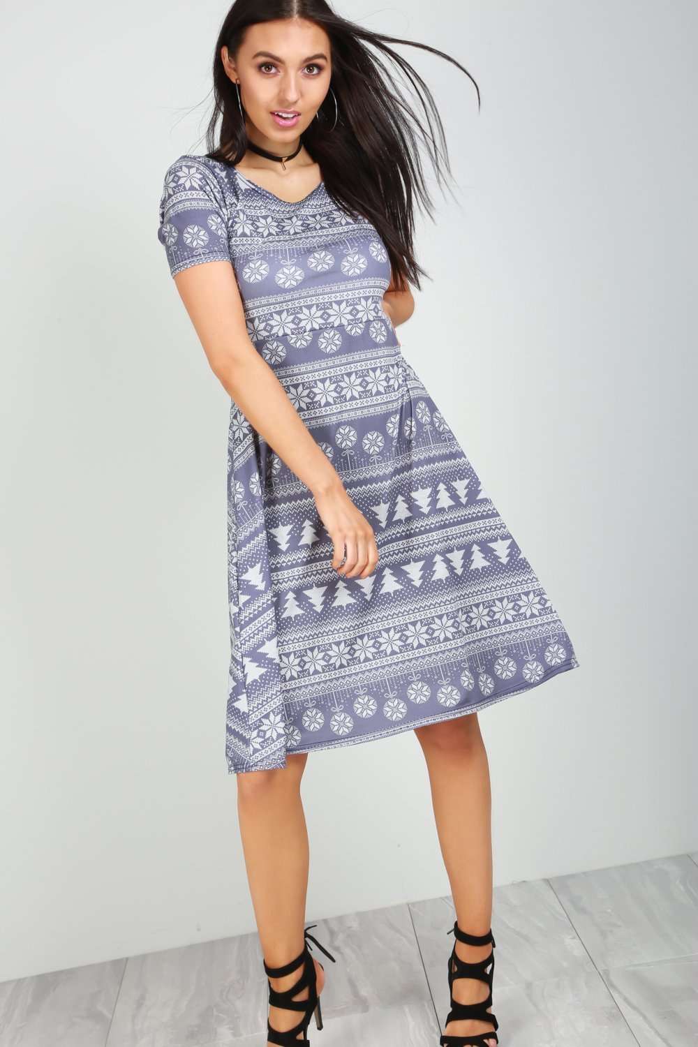 Tartan Christmas Print Cap Sleeve Midi Swing Dress - bejealous-com