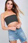Taya Bandeau Monochrome Striped Crop Top - bejealous-com