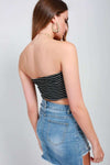Taya Bandeau Monochrome Striped Crop Top - bejealous-com