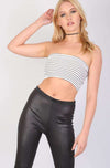 Taya Monochrome Striped Bandeau Crop Top - bejealous-com