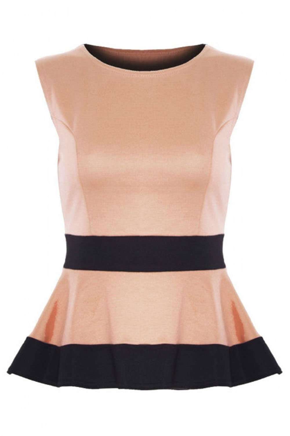 Teresa Contrast Waist Panel Peplum Top - bejealous-com