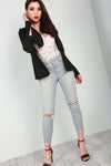 Terrie Frill Sleeve Open Front Blazer - bejealous-com
