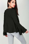 Terrie Frill Sleeve Open Front Blazer - bejealous-com
