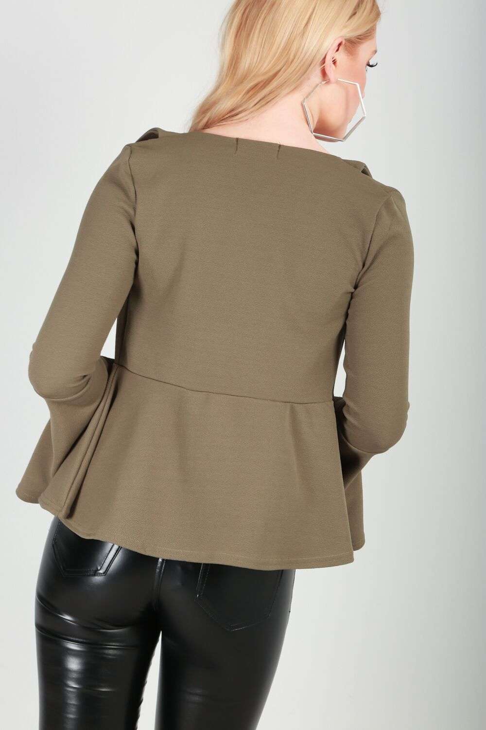 Terrie Frill Sleeve Open Front Blazer - bejealous-com