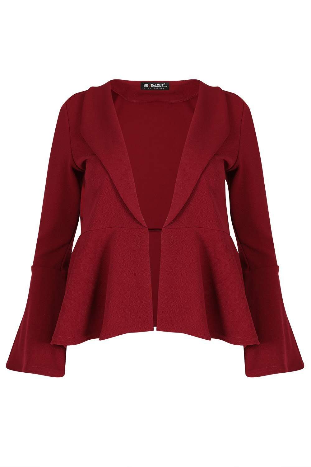 Terrie Frill Sleeve Open Front Blazer - bejealous-com