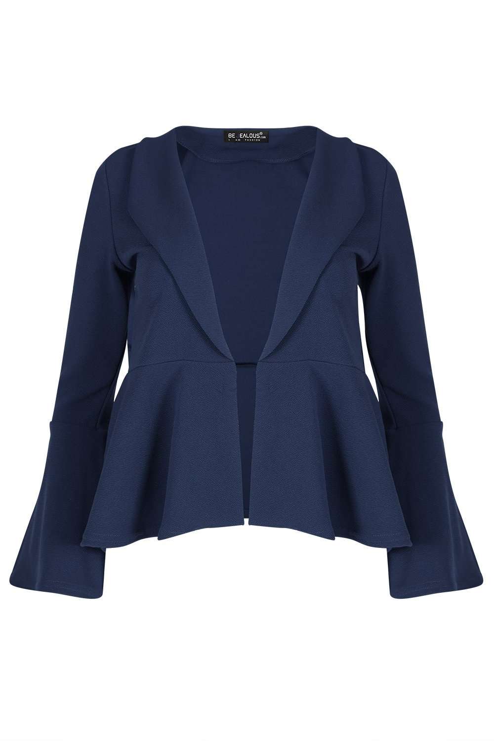 Terrie Frill Sleeve Open Front Blazer - bejealous-com