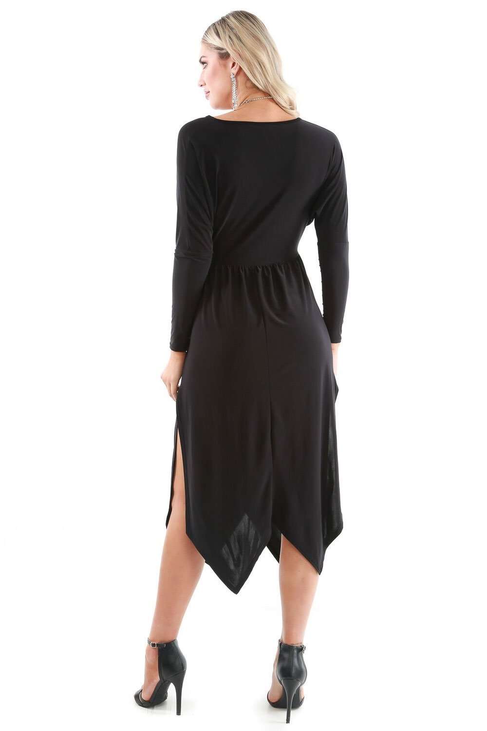 Thea Long Sleeve Draped Midi Dress - bejealous-com