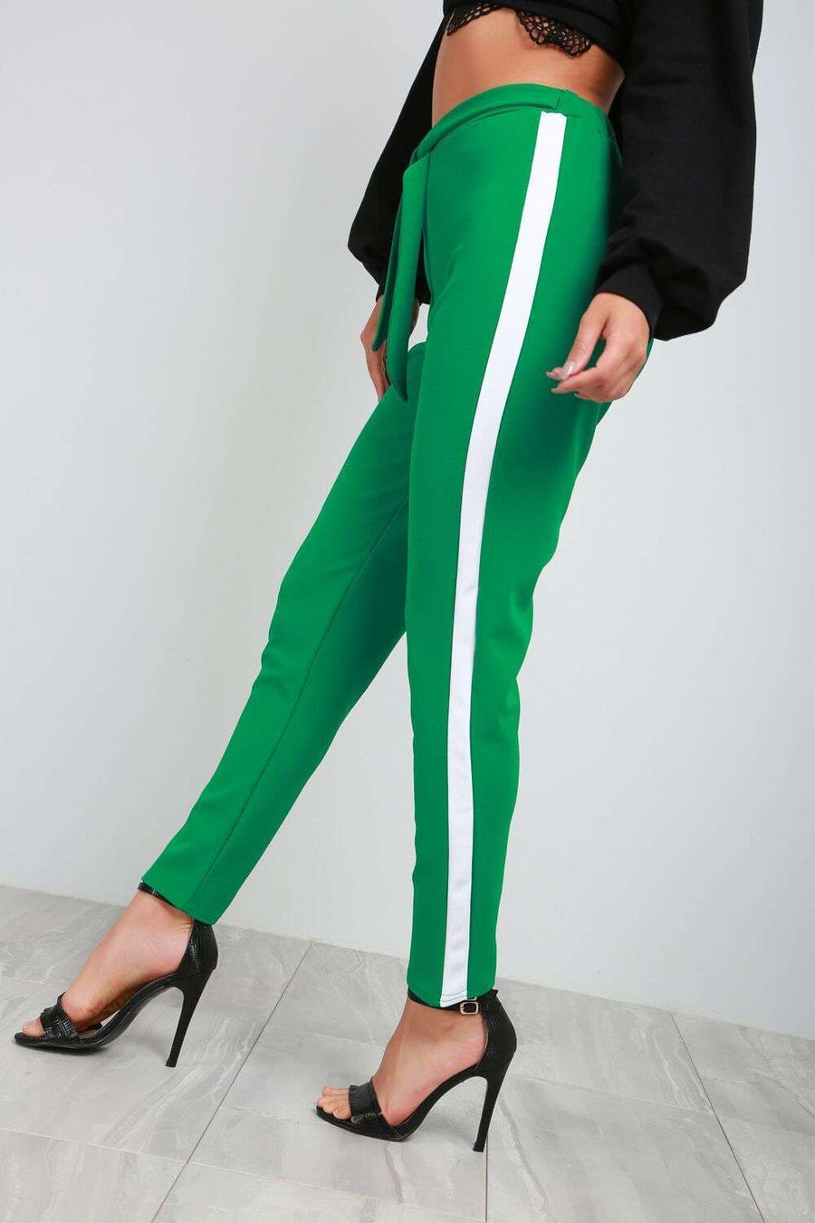 Theo Panelled Stripe High Waist Cigarette Trouser - bejealous-com