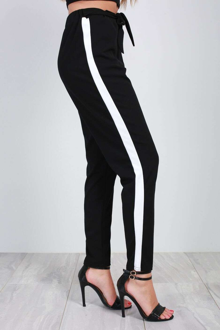 Theo Panelled Stripe High Waist Cigarette Trouser - bejealous-com