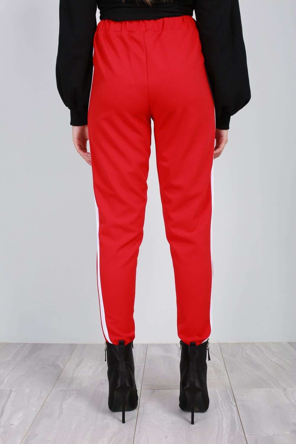 Blue Sporty Stripe High Waist Belted Trousers - bejealous-com