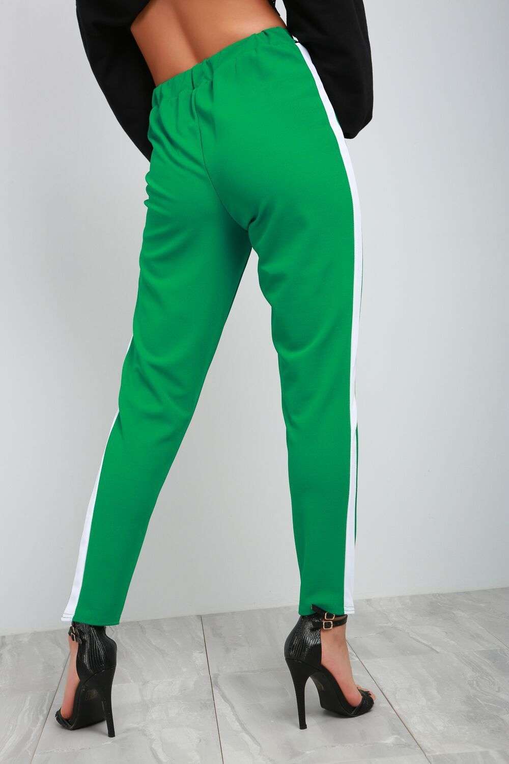Blue Sporty Stripe High Waist Belted Trousers - bejealous-com