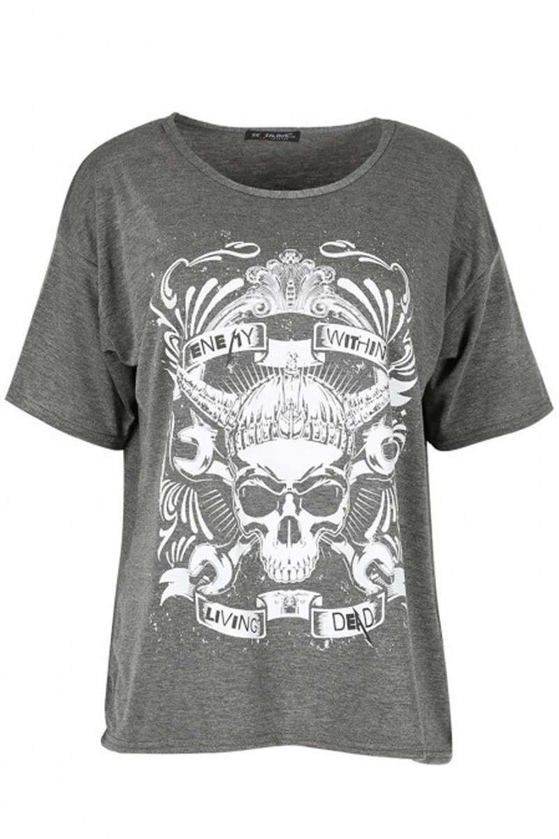 Tilly Skull Graphic Print Baggy TShirt - bejealous-com