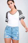 Tisha High Waisted Ripped Denim Shorts - bejealous-com